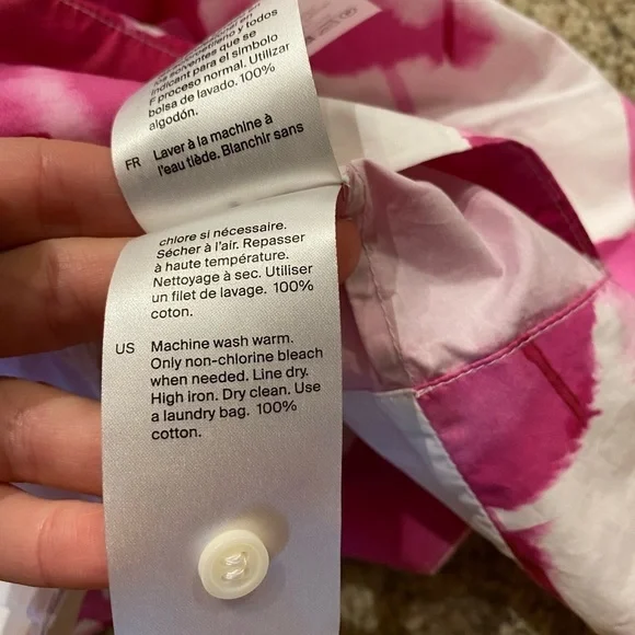 COS Women’s Puff Sleeve Printed Dress Pink Size 10 Barbiecore Flowy Shirt Dress - Picture 8 of 8